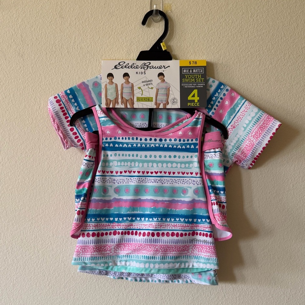 NWT Eddie Bauer 4-piece Youth Swim Set girls size small (7/8) - Picture 2 of 4